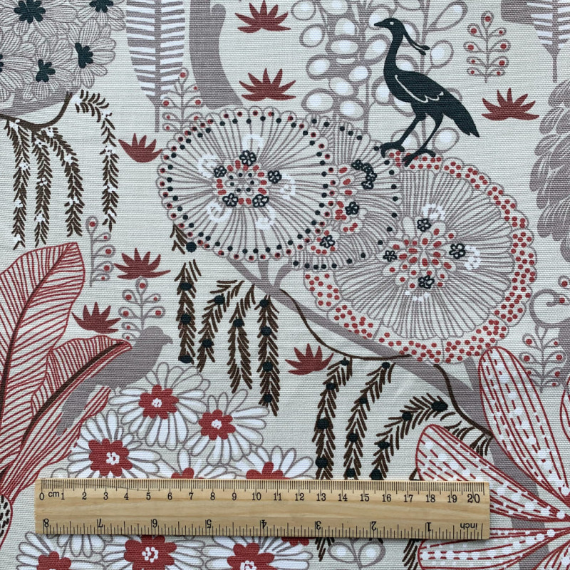 Printed Half Panama IDAHY Natural / Red Tile